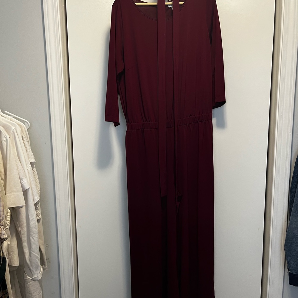 Vintage Elegant Burgundy Jumpsuit